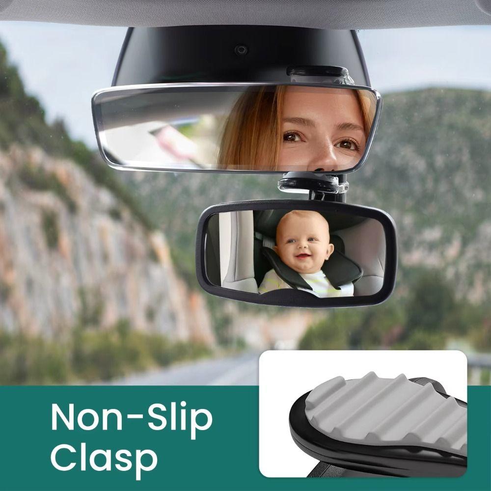 Wide Angle Clip on Car Mirror for Baby Safety Baby Observation Mirror  Rear Passengers Viewing