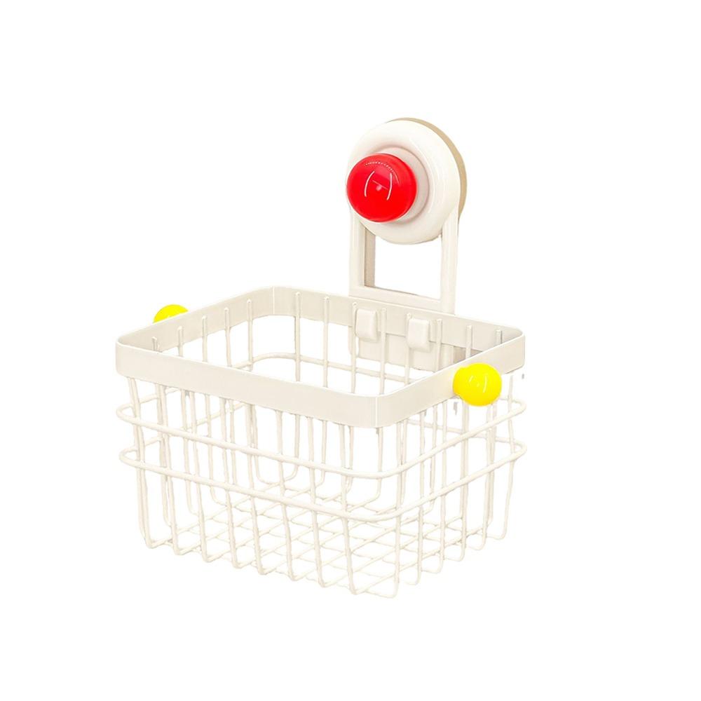 Multifunctional Wall Mounted Storage Baskets Carbon Steel Suction Cup Kitchen Organization Basket Free Punch Large Capacity