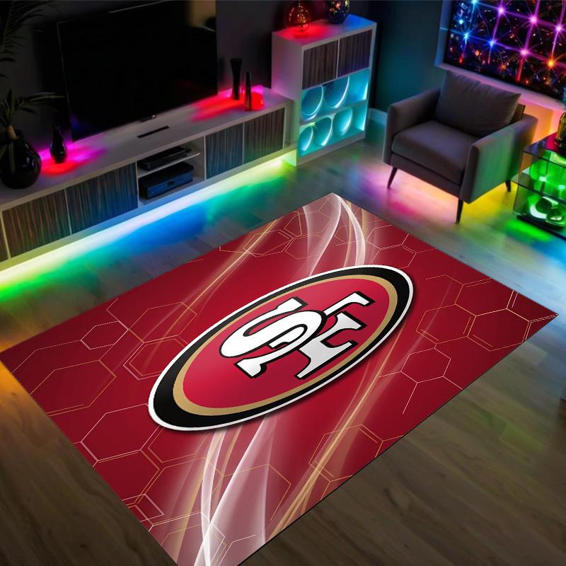 San Francisco 49ers Design Kristall Samt Teppich Gemütlich Nicht?Rutschfester Teppich mit Aufdruck für Schlafzimmer Wohnzimmer Eingang