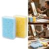 Oil Paint Brush Wash Sponge Set of 2, Rectangular Wood Fiber Sponge with Clear Storage Case for Color Separation, Brush Cleaning, Travel Kits