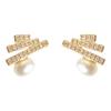 14K Gold Plated Freshwater Pearl and Zircon Christmas Tree Stud Earrings for Women