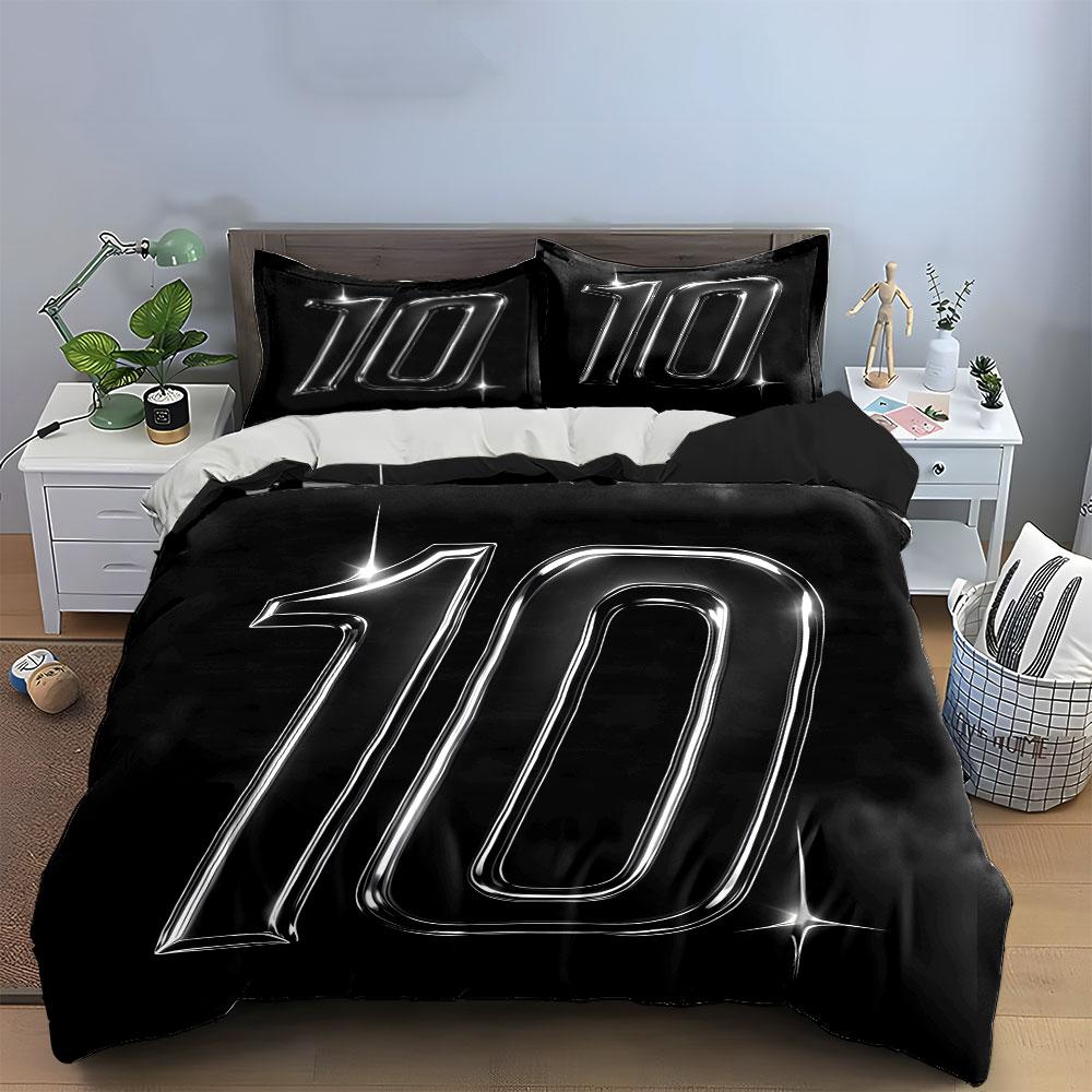 Large metallic number "10". Bedding sets Duvet cover sets Duvet covers Pillowcases(1 * Duvet Cover 2 * Pillowcases, without duvet insert)