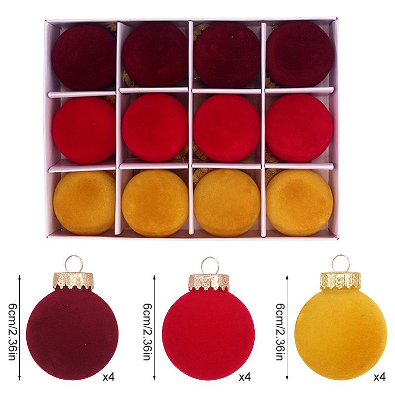 Christmas Flocked Plush Ball Ornament Set, Holiday Tree Decorations
