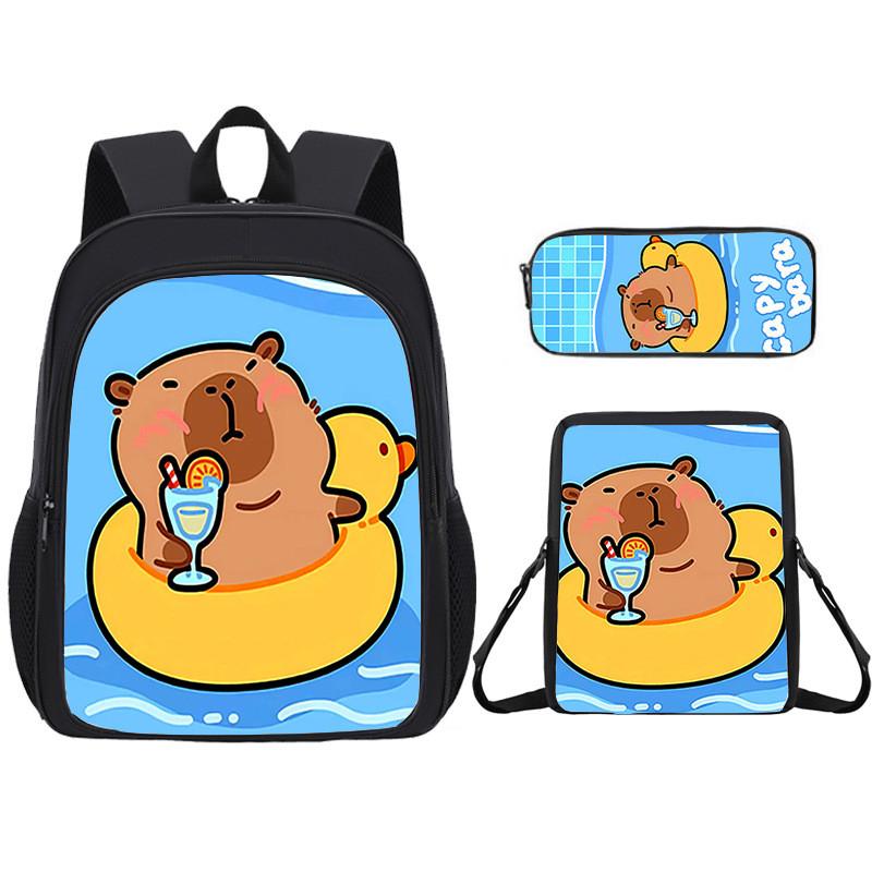 Capybara Kids Backpack And Pen Case With Lightweight Design For School And Day Trips