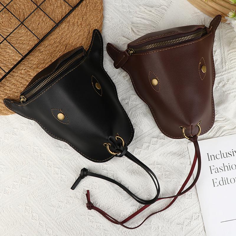 Pánská Vintage ledvinka s býčí hlavou Pu kůže Pás-balení se zapínáním na zip Středověký rytířský design Pro každodenní použití Speciální příležitosti
