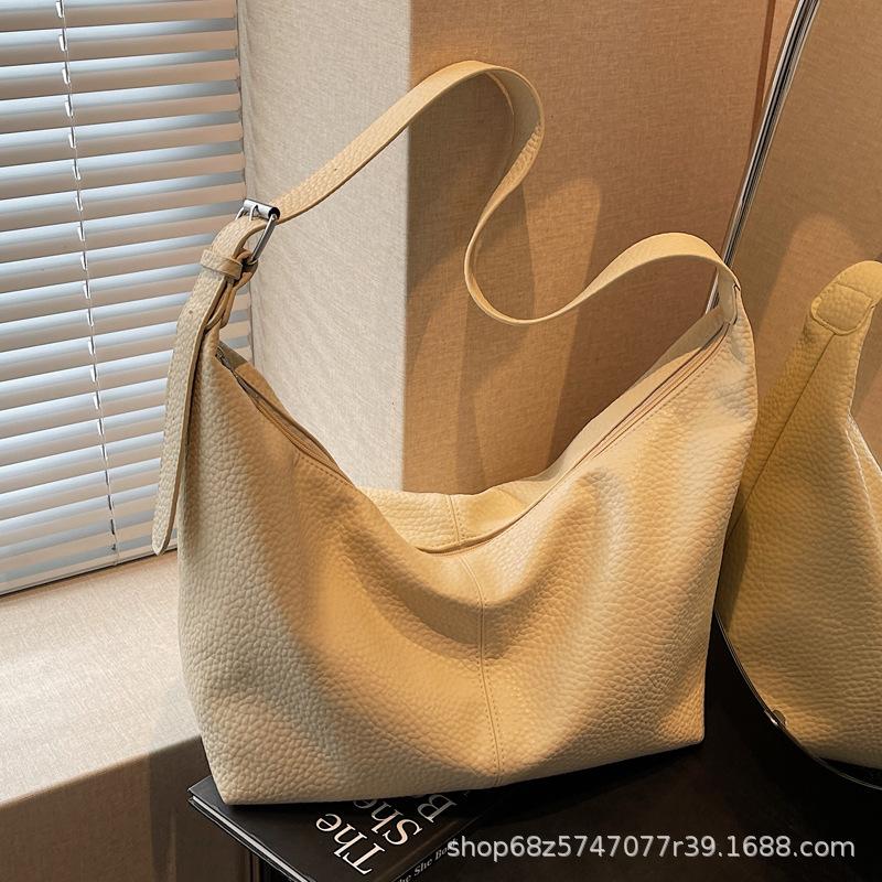Simple Commuter Underarm Bag for Women 2025 New Retro Large-capacity Tote Bag Casual Solid Color Shoulder Messenger Bag for Women