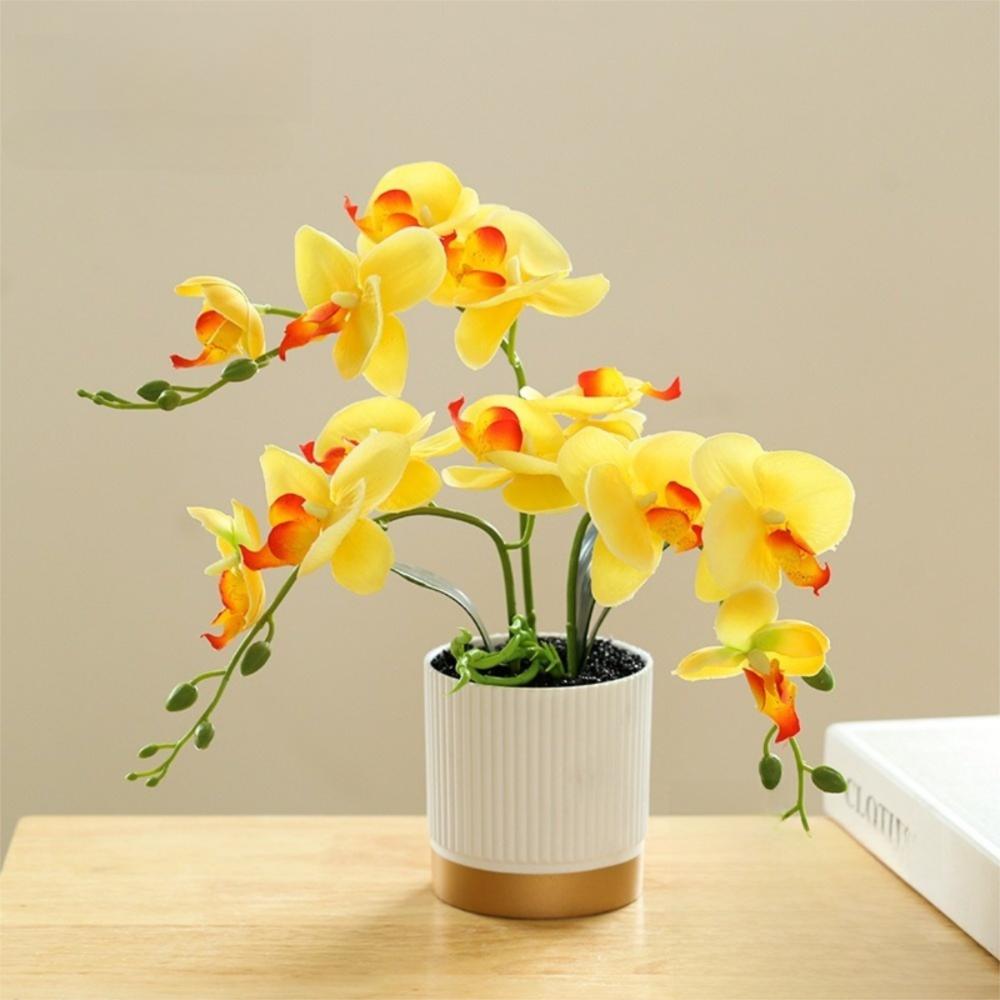 Simulerad silkesfjärilsorkidé krukväxt falsk phalaenopsis ny bonsaiorkidé