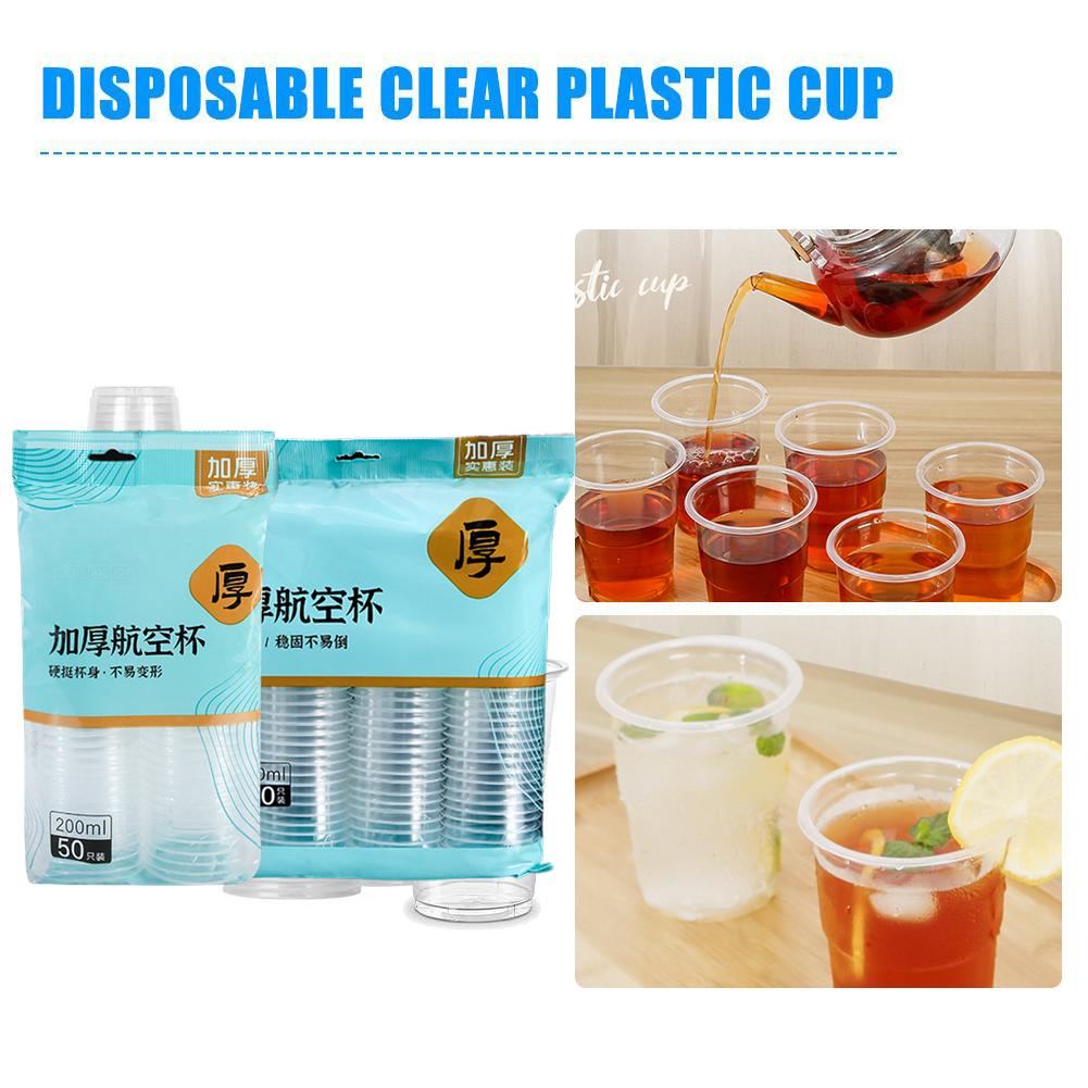 50/100PCS Disposable Clear Plastic Cup Outdoor Picnic Weddings For Parties Drinking Camping Bir D7B2