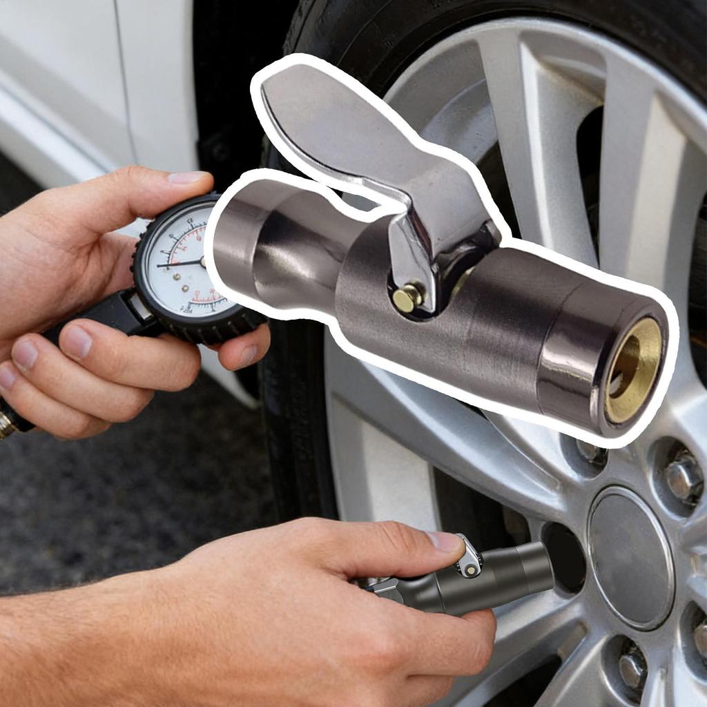 Heavy Duty Air Chuck Leak-Proof & Temperature Resistant Tire Inflator Gauge Attachment for Truck RV SUV Car Auto Air Compressor