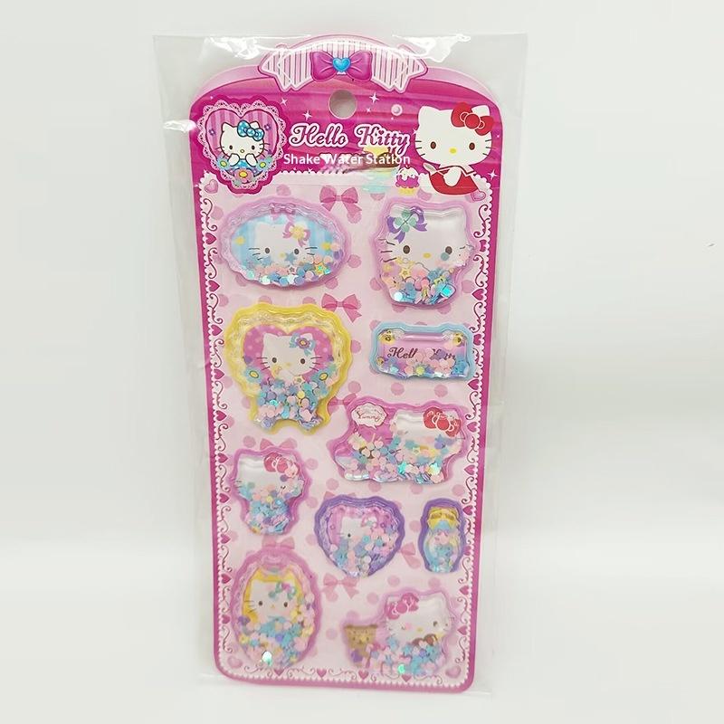 Sanrio Cartoon 3D Shake Water Stickers Black Beautiful Melody Home Stickers Decoration Laptop Stickers Phone Cases Toys