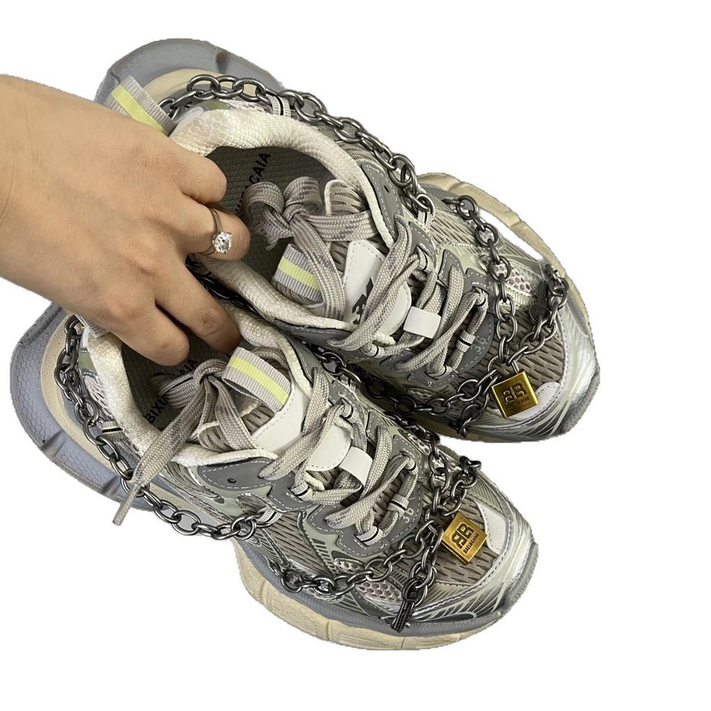 Zapatos de papá de viento heavy metal de París zapatos de mujer 2025 nuevos realzantes de suela gruesa versátiles casuales deportivos zapatos de malla transpirables