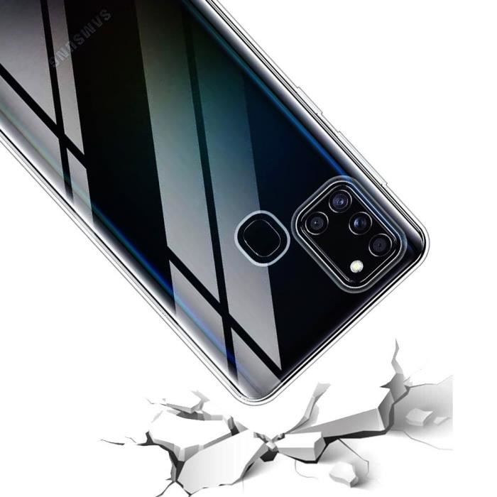 Coque silicone gel UltraSlim - Samsung - Galaxy A21S - Transparent - 2x Films Verre Trempé - Protection écran