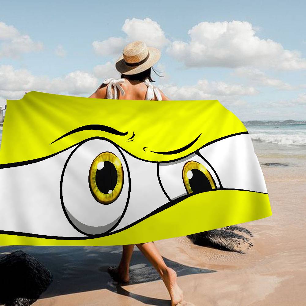 New Cartoon Big Eyes Microfiber Printed Beach Towel Mountain Climbing Yoga Beach Swimming Running Absorbent Soft Towel