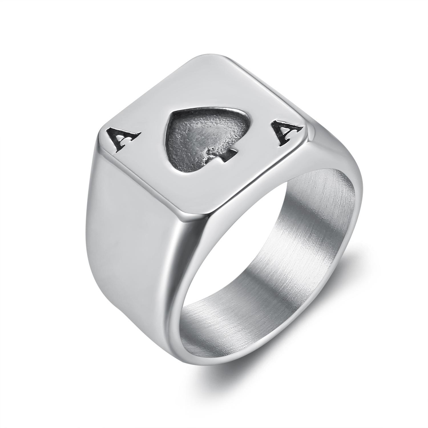 

Серебряное кольцо S925 пробы, персонализированное кольцо с игральной картой, мужское кольцо с изображением туза червей 7
