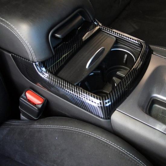Carbon Fiber Central Cup Holder Cover Trim Decor For Dodge Charger 2015-