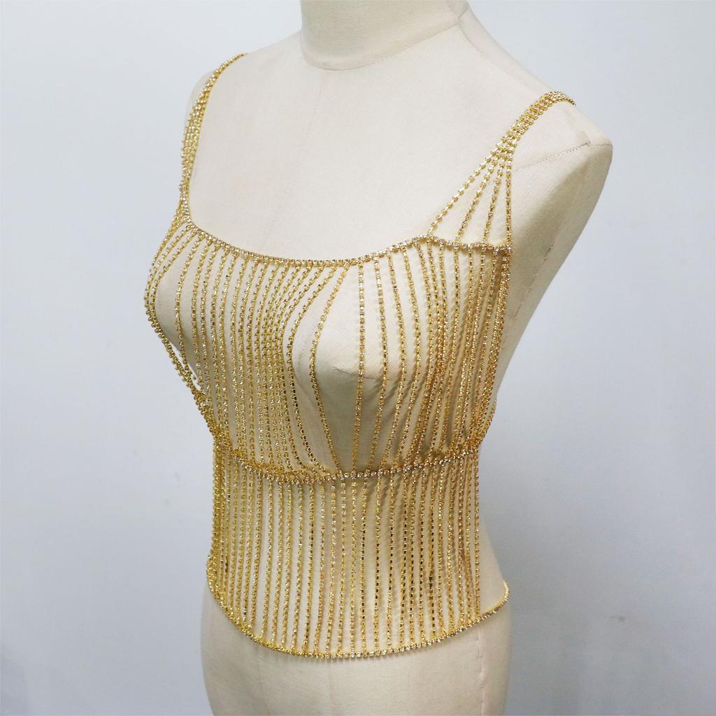 European And American Jewelry, Simple Chain Rhinestone Chest Chain, Sexy Nightclub Party Wear Chest Jewelry