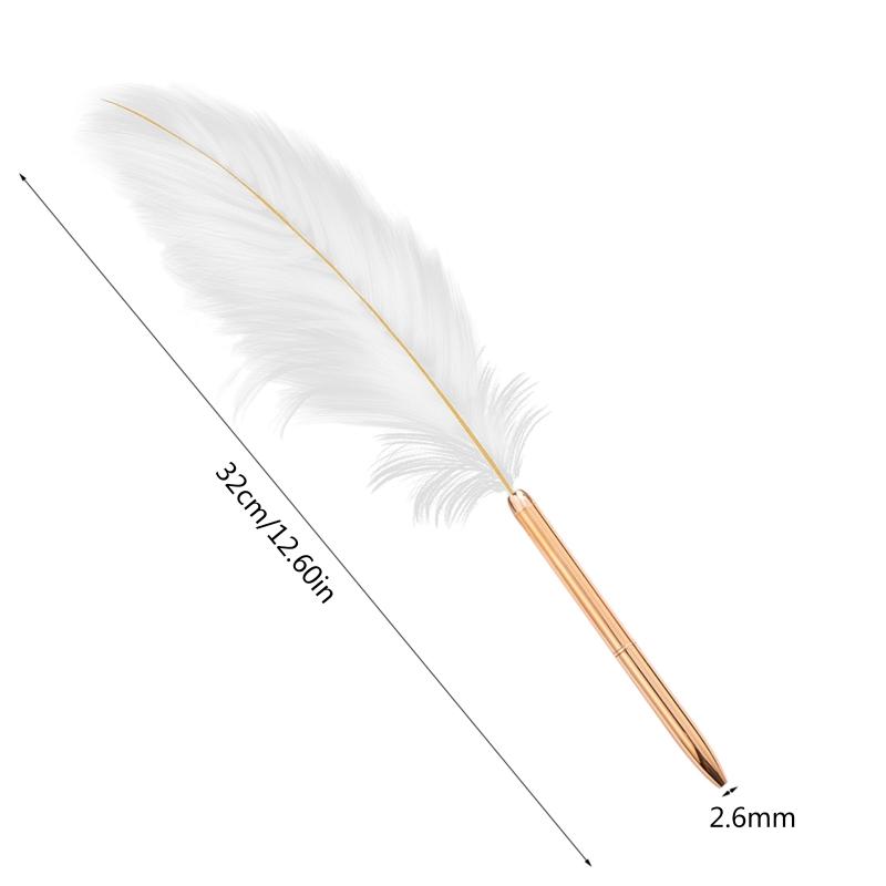  Retro Feathered Black Inks Pen for Bride Wedding Feathered Ballpoint Pen Plating Pen Body  Smooth Writing for Wedding