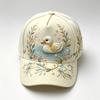 Fashion light green fresh lotus frog print baseball cap, national style three-dimensional hard top cap children's versatile sun hat