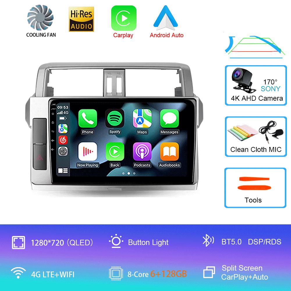 For Toyota Land Cruiser Prado 150 2013 2014 - 2017 Car Radio Android 14 Navigation Multimedia Player GPS WiFi+4G Video Carplay