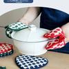 2 Stück Verdicktes Baumwoll-Hitzeschutzpolster Gepunktete Ofenhandschuhe Backhandschuhe Für den Backofen