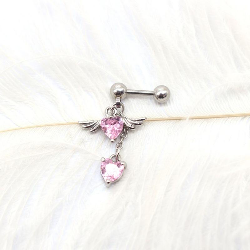 Heart Angel Wings Dangle Earrings Heart Zircon Drop Dangle Earrings Women Ear Cuff Charm Earring for Girl Valentine Gift