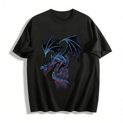 Dark Style Domineering Dragon Print Cool Casual Unisex T-Shirt Pure Cotton T-shirt