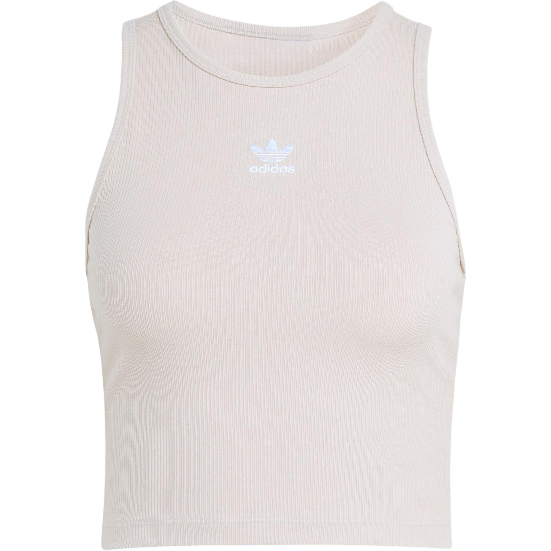 adidas Originals ESS RIB TANK Women s Slim Ribbed Tank Top Light Beige Women KD3822 S