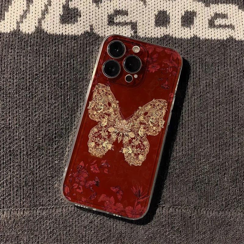 

Vintage Peony Flowers And Gold Butterflies Clear Phone Case For Xiaomi Mi Poco X6 Pro X7 X5 Pro Mi Poco F7 F6 F5 Silicone Cover Poco F6 5G