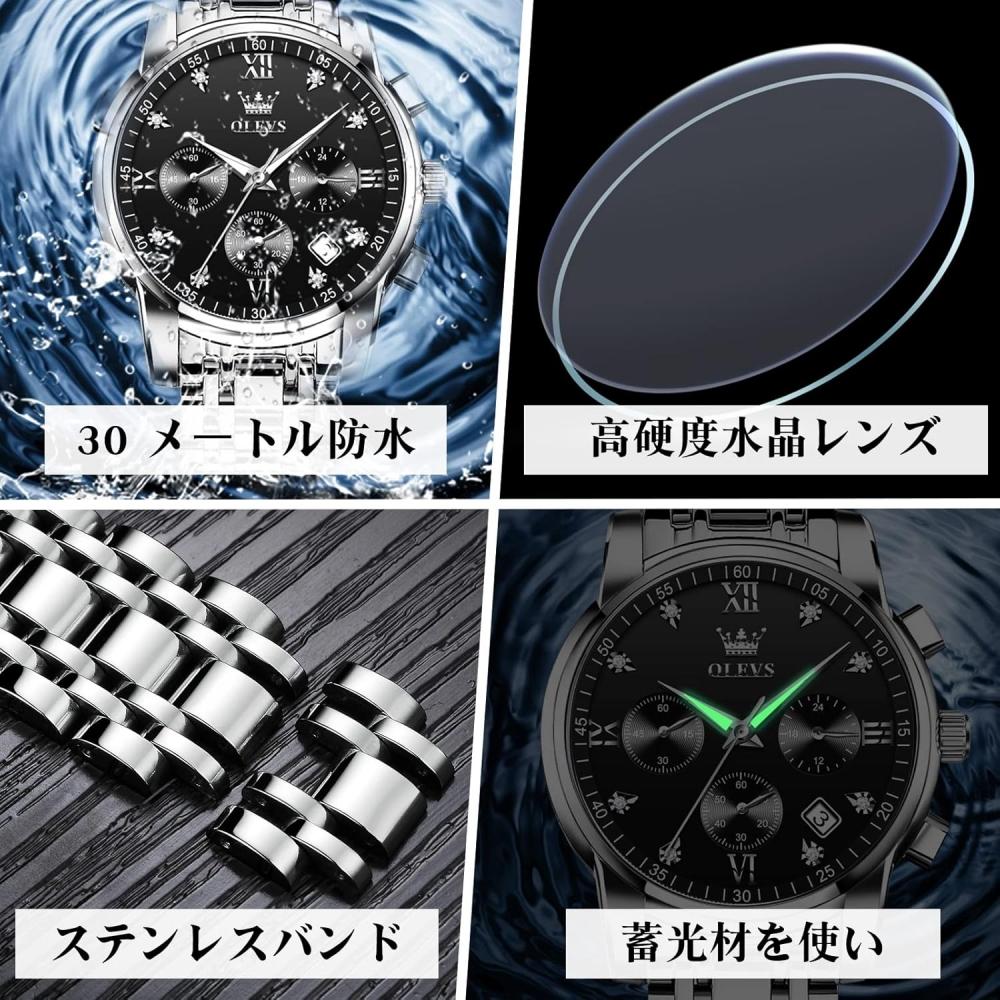 Iqiyi Men S Quartz Waterproof Analog buSineSS Metal Band Black Watch