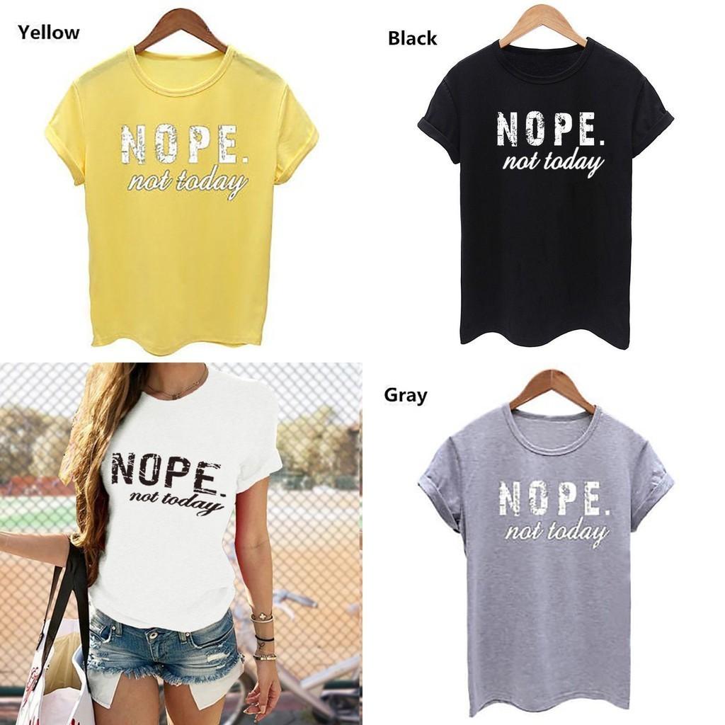 Nein, nicht heute Damen T-Shirt Stilvolles Kurzarm Rundhals Lässiges Lockeres Oberteil