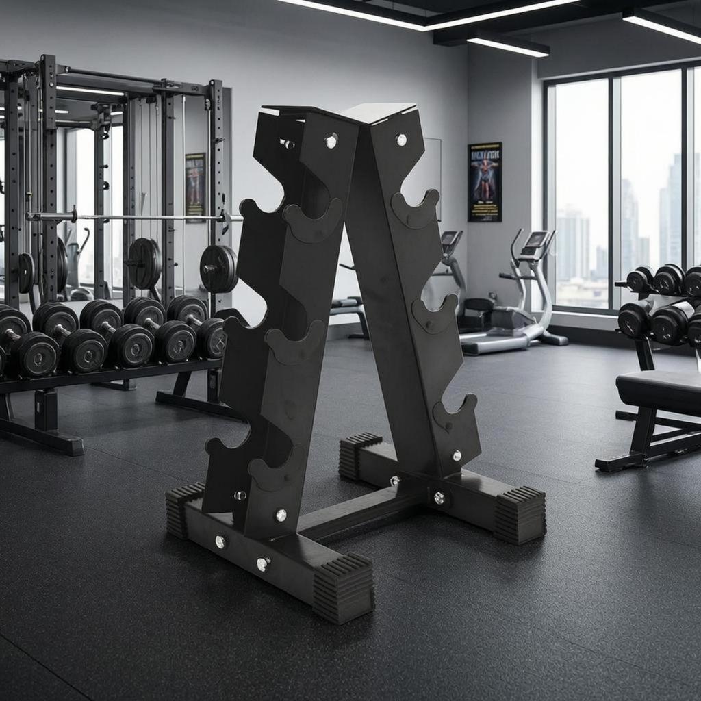Triangular Dumbbell Rack Angled Side Fitness Storage Matte Finish for Gym