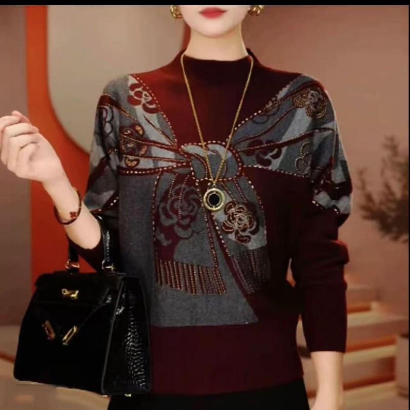 2026 Fashion Color Block German Velvet Plus Size Loose Slimming Women's Autumn/Winter Top