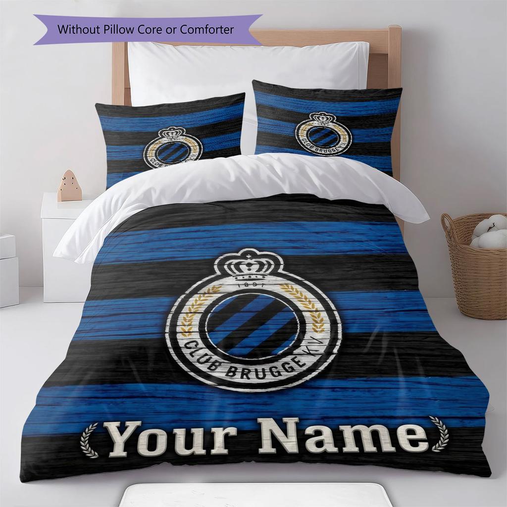 Club Brugge KV Custom Name Pattern Bedding,Quilt Set Quilt Cover Pillowcase Home Birthday Gift(1 * Duvet Cover + 2 * Pillowcase, Without Core)