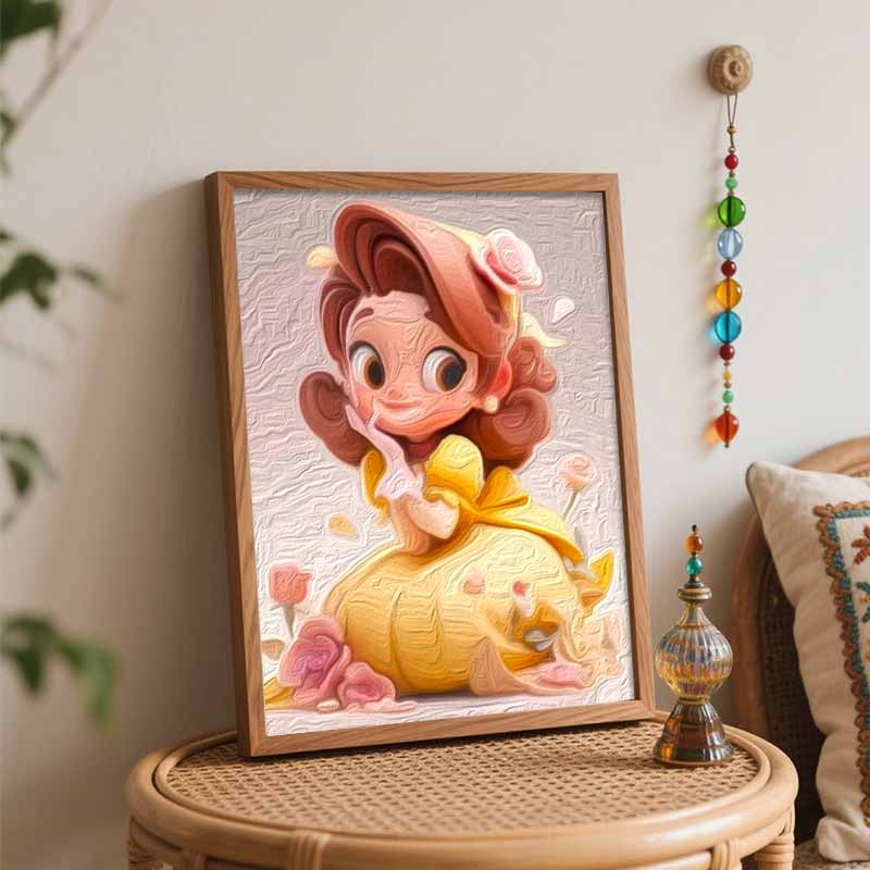 Disney Belle Rose oil paint by numbers painting kit handmade diy home decor gifts wall art canvas picture for adult modern room decor