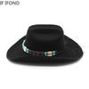 New Artificial Wool Western Cowboy Hat For Men's Women's Winter Autumn Wide Brim Gentleman Jazz Hats Cloche Church Sombrero Cap