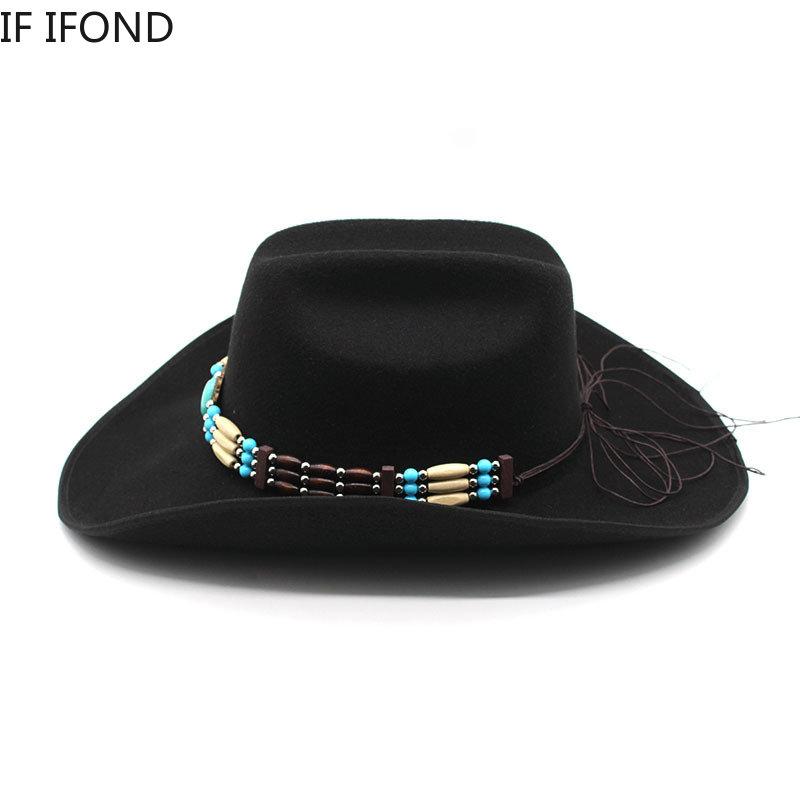 New Artificial Wool Western Cowboy Hat For Men's Women's Winter Autumn Wide Brim Gentleman Jazz Hats Cloche Church Sombrero Cap