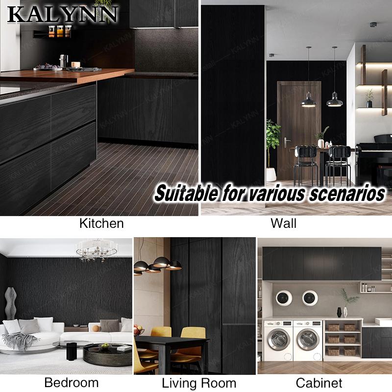 Black Wood Contact Paper Peel and Stick Self-Adhesive Wallpaper,Decorative Vinyl Film for Countertop Cabinets Furniture Surface
