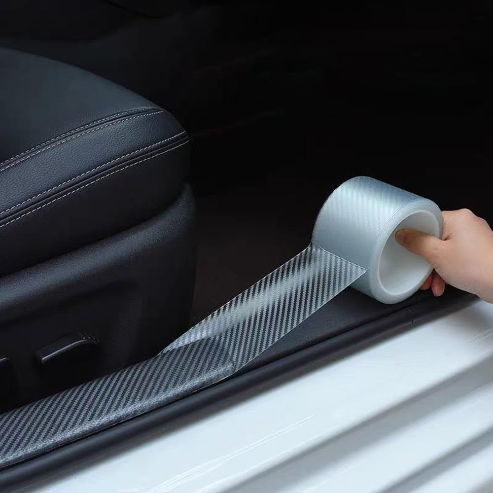 Carbon Fiber Door Strip Protector Film for Car Car Scratch Bumper Impact Transparent Wide x 5m Doors, Wrap, Anti-Puncture Sticker, Concealer,