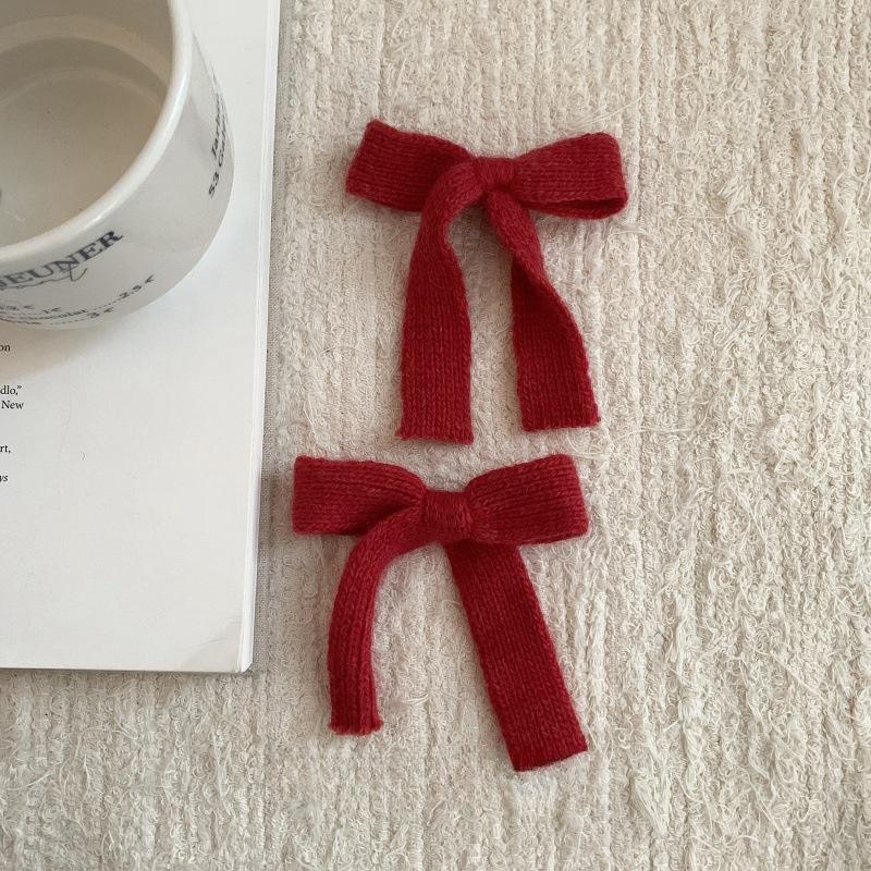 2Pcs/set Korean Winter Knit Bow Hair Clip Fashion Crochet Barrettes for Schoolgirl Cute Hair Accessories All-Match Headwear