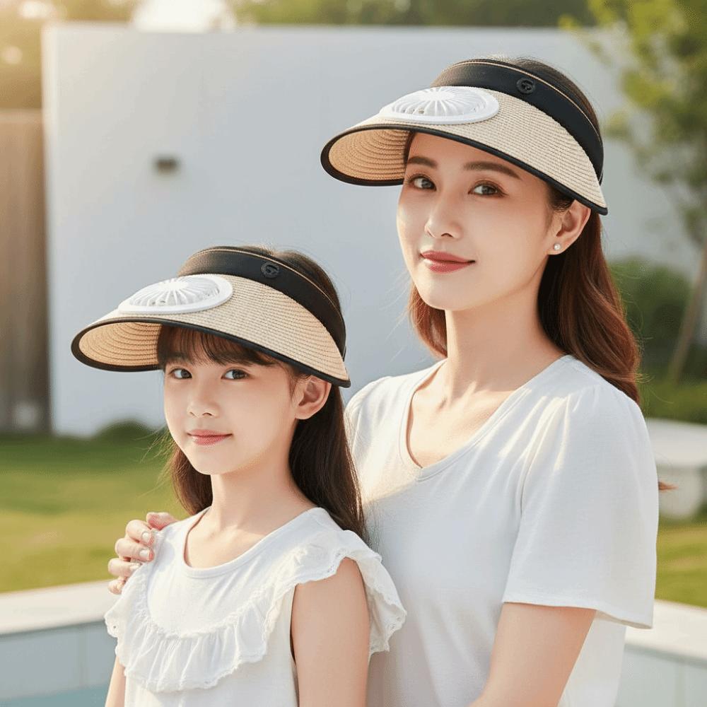 Long-lasting Empty Top Fan Hat Portable Parent-Child Visor Cap Girls / Boys