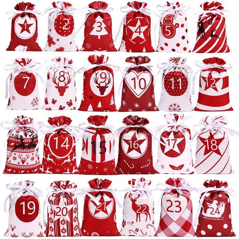 Christmas Decoration 2025 Advent Calendar 24pcs Gift Bags Kerst Decoratie DIY Paper Stickers Wooden Ornament Xmas Navidad