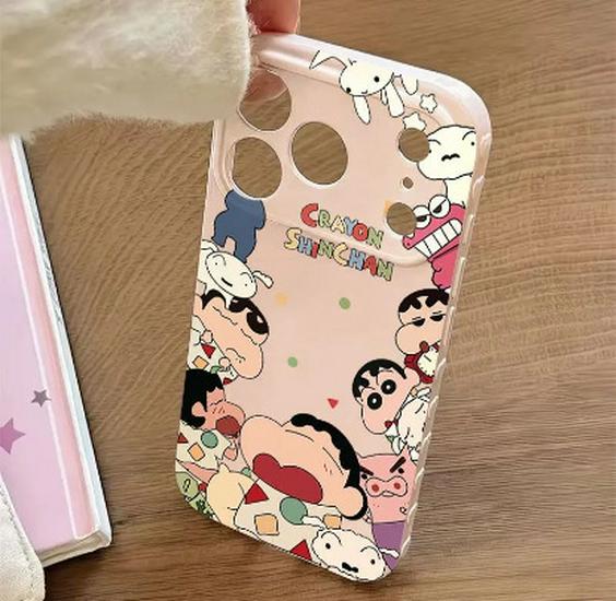 

Pajama Shin-chan Heart Window Soft Case for Apple 17 Pro Max - Full Coverage for Models 13P to 16 Apple 16 Plus