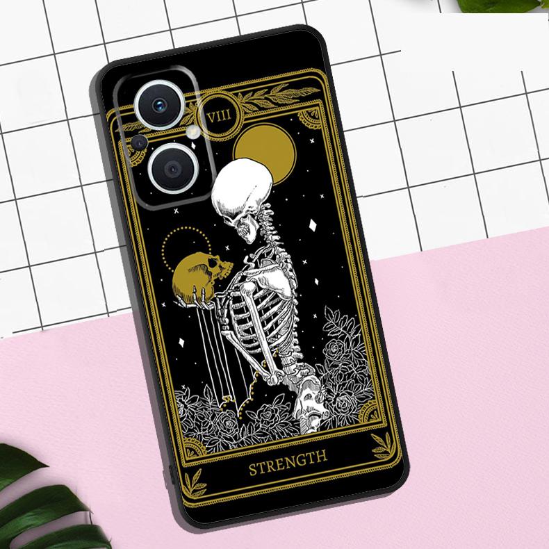 

Death Tarot Cat Case For OPPO Reno 13 12 11 F 8T 7 8 10 Pro OPPO Find X8 Pro X6 Pro X3 X5 Lite Cover Coque OPPO Reno7 4G