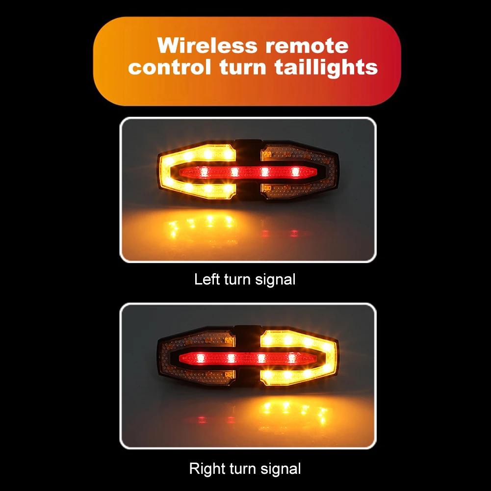 Bike Tail Light with Turn Signals Warning Cycling Light Wireless Remote Control 5 Light Modes for Night Riding Bike Rear Light