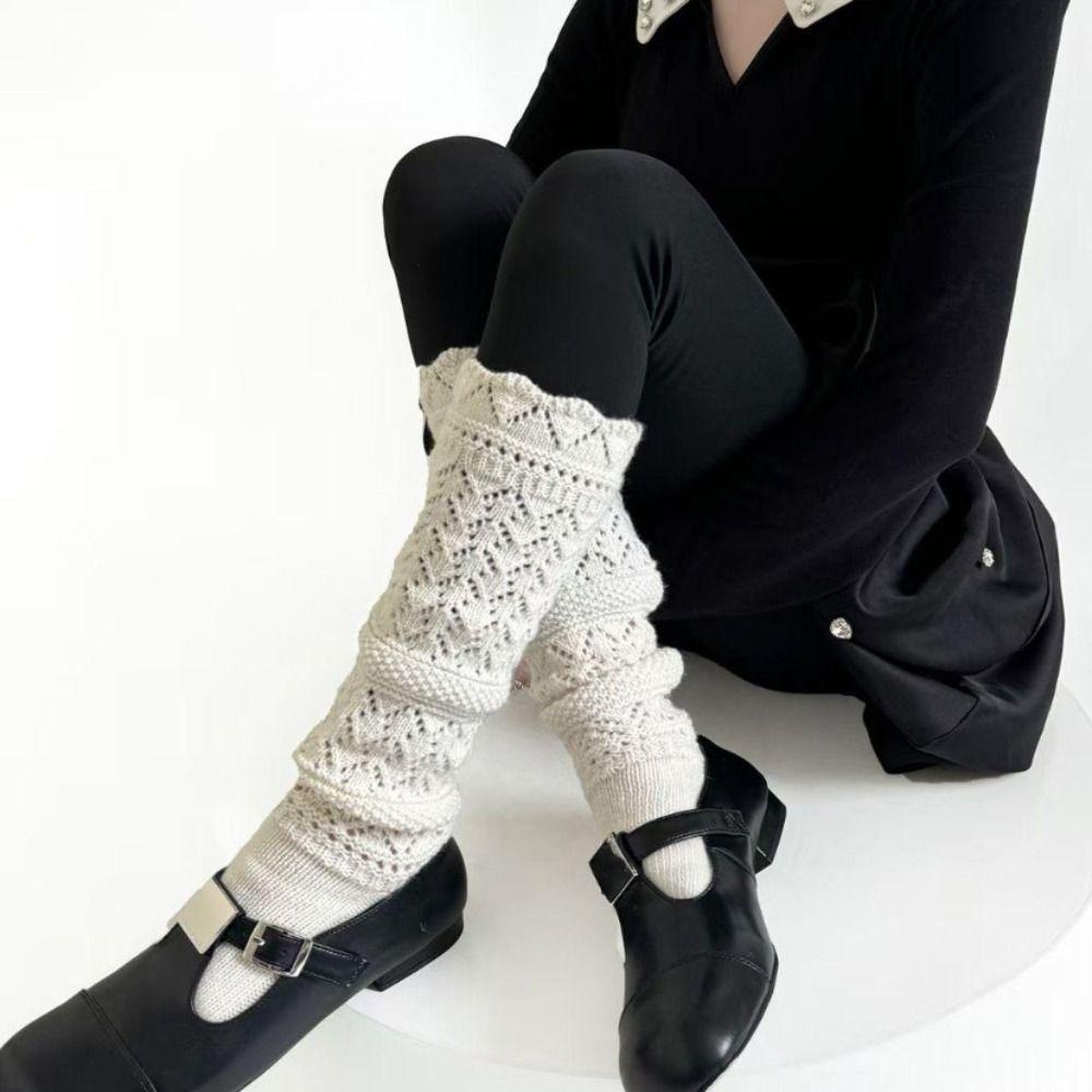 Y2K Knitted Foot Cover Hollow Out Women Leg Warmers Simple Mid-tube Sock Home Wear