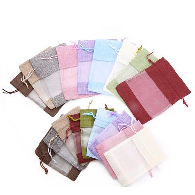Adjustable Bags Imitated Linen Yarn Small Visible Window Drawstring Pockets Candies Gifts Lovers Anniversary Wedding Festivals