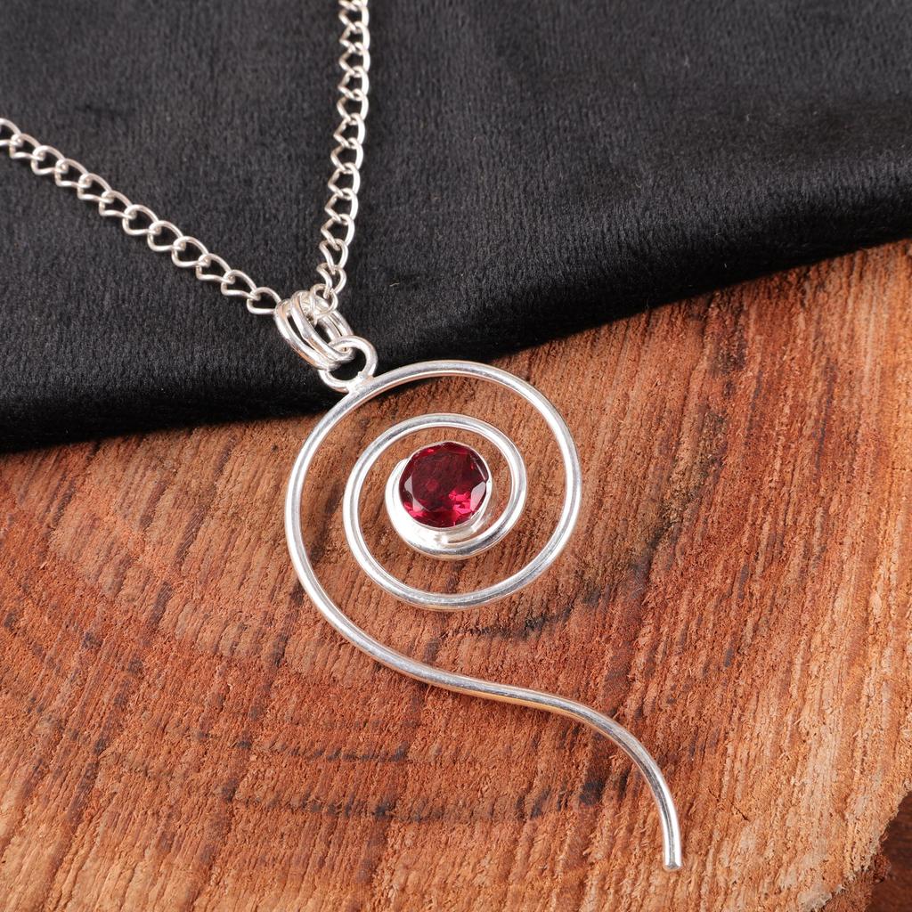 Pink Rubellite Gemstone Jewelry, 925 Sterling Silver Pendant, Handmade Charming Pendant, Bohemian Rubellite Pendant For Grandma Gift