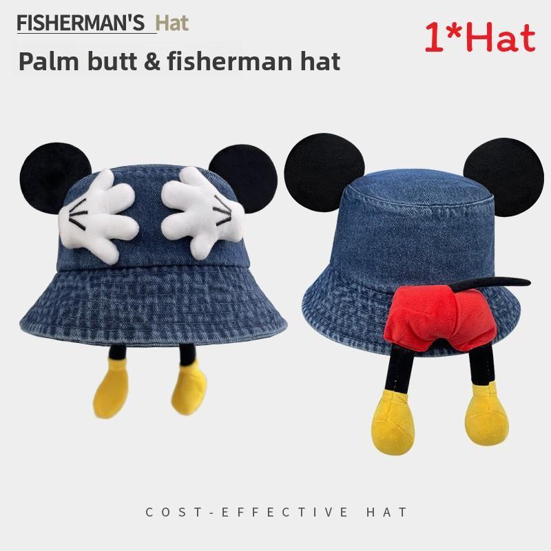 Mickey Mouse Denim Bucket Hat With Breathable Uv Protection For Summer Fashion Accessories