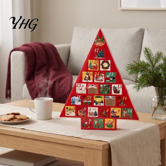 Multi Compartment Gift Box Christmas Tree Advent Calendar Box, DIY Surprising Shaped Paper Hole Punch Surprise Fillable Countdown for Candy