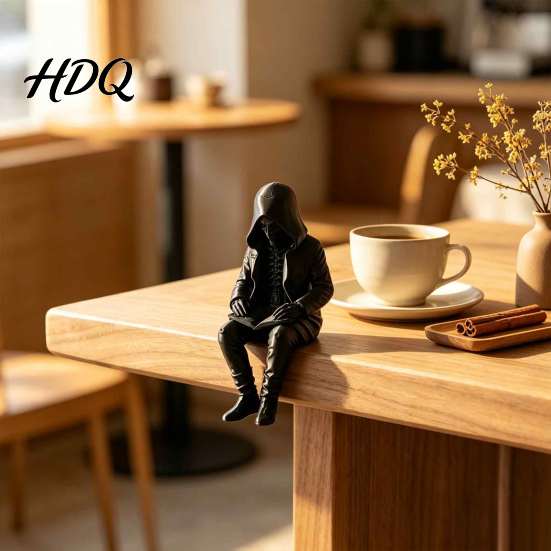 Dark Academia Wohnkultur 3D-gedruckte Kapuzen-Skelett-Lesefigur Gothic Bücherregal-Rand-Sitzer Statue Raumzubehör Halloween-Dekoration